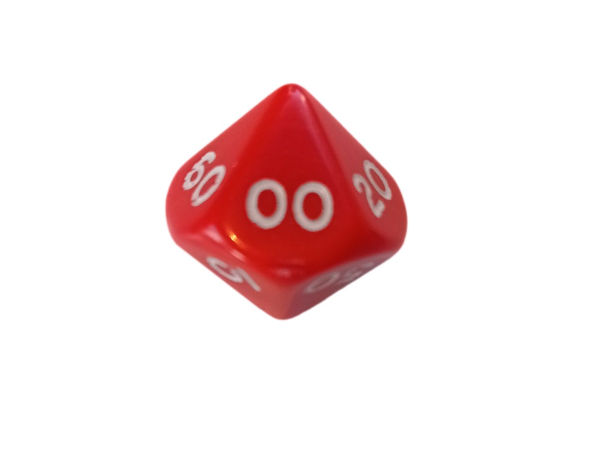 Opaque Red D10 00-90 Percentile Polydice